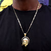 Tri Color Diamond Cut Jesus Face Halo Charm Necklace Set 24"