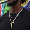 Two Tone Crucifix Cross Jesus Charm Necklace Set 24"