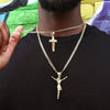 Two Tone Crucifix Cross Jesus Charm Necklace Set 24"