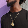 Diamond Cut Cross Jesus Face Charm Necklace Set 24"