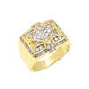 Men's CZ Multi Level Cluster Ring in 14K Gold Plated Size10-11