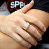 Men's CZ Square Cluster Bling Bling Ring Size10-11