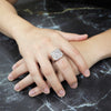 Men's Octagon Cluster CZ Ring in Rhodium Plated Size10-11