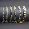 10MM Gold Concave Textured Figaro Chain Necklace 20"24"30"36"