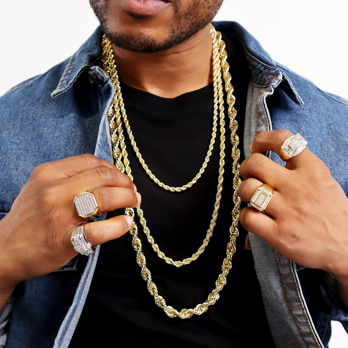 10MM Gold Classic Rope Chain Necklace 24 30 36 Icenblings