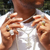 Men's Cubic Zirconia Cluster ring in Rhodium Plated Size10-11