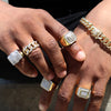 Men's Iced Out Miami Cuban Chain Ring in 14K Gold Plated Size10-11