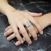 Men's CZ Multi Cluster Hip-Hop Ring in Rhodium Plated Size10-11