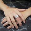 Men's Pave Cluster Ring in Rhodium Plated Size10-11