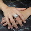 Men's CZ Cluster Iced Out Ring in Rhodium Plated Size10-11
