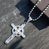 Large Cross Hip-Hop Pendant Necklace in Silver Plated 36"