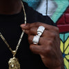 Men's CZ Square Cluster Bling Bling Ring Size10-11