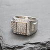 Men's CZ Square Cluster Bling Bling Ring Size10-11