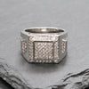 Men's CZ Square Cluster Bling Bling Ring Size10-11