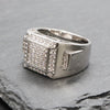 Men's CZ Square Cluster Bling Bling Ring Size10-11