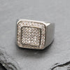 Men's CZ Cluster Bling Bling Ring in Rhodium Plated Size10-11