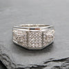 Men's CZ Cluster Ring in Rhodium Plated Size10-11