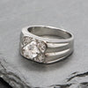 Men's Classic Iced Out Rhodium Plated Ring CZ Size10-11