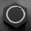 6MM Unisex Concave Textured Mariner Chain Link Bracelet in Silver Plated 8"