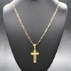 Diamond Cut Crucifix Jesus Charm Necklace Set 24"