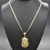 Diamond Cut Jesus Face Charm Necklace Set 24"