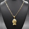 Diamond Cut Jesus Side Face Charm Necklace Set 24"