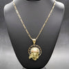 Tri Color Diamond Cut Jesus Face Halo Charm Necklace Set 24"