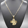 Diamond Cut Cross Jesus Face Charm Necklace Set 24"