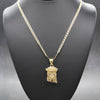 Small Diamond Cut Jesus Face Charm Necklace Set 24"