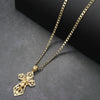 Small Filigree Cross Crucifix Pendant Necklace Set 24"