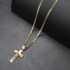 Two Tone Crucifix Cross Jesus Charm Necklace Set 24"