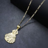 Small Diamond Cut Jesus Face Halo Charm Necklace Set 24"