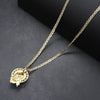 Small Diamond Cut Jesus Face Halo Charm Necklace Set 24"