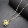 Medium Diamond Cut Jesus Face Halo Charm Necklace Set 24"