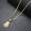 Diamond Cut Jesus Face Charm Necklace Set 24"