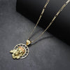 Tri Color Diamond Cut Jesus Face Halo Charm Necklace Set 24"