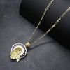 Tri Color Diamond Cut Jesus Face Halo Charm Necklace Set 24"