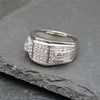 Men's CZ Cluster Ring in Rhodium Plated Size10-11