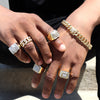 Men's CZ Cluster Bling Bling Ring in 14K Gold Plated Size10-11