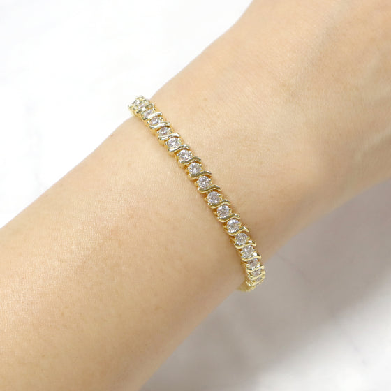 Women's S-Link Gold Cubic Zirconia Tennis Bracelet 7.5"