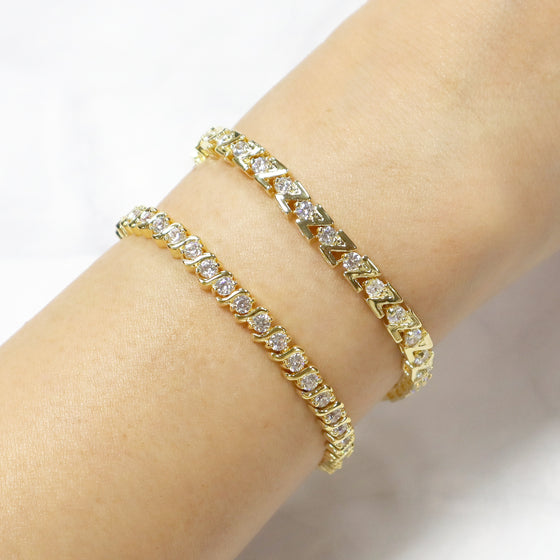Women's Z-line Gold Cubic Zirconia Tennis Bracelet 7.5"