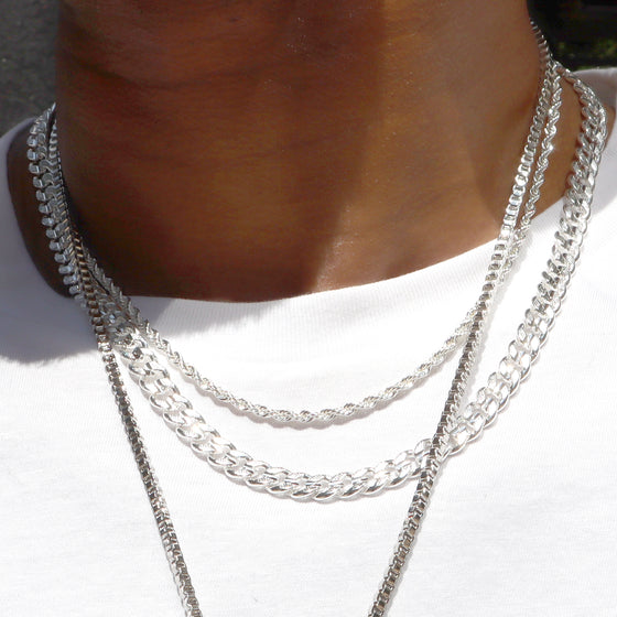 4MM Silver Classic Rope Chain Necklace 18"20"24"30"36"