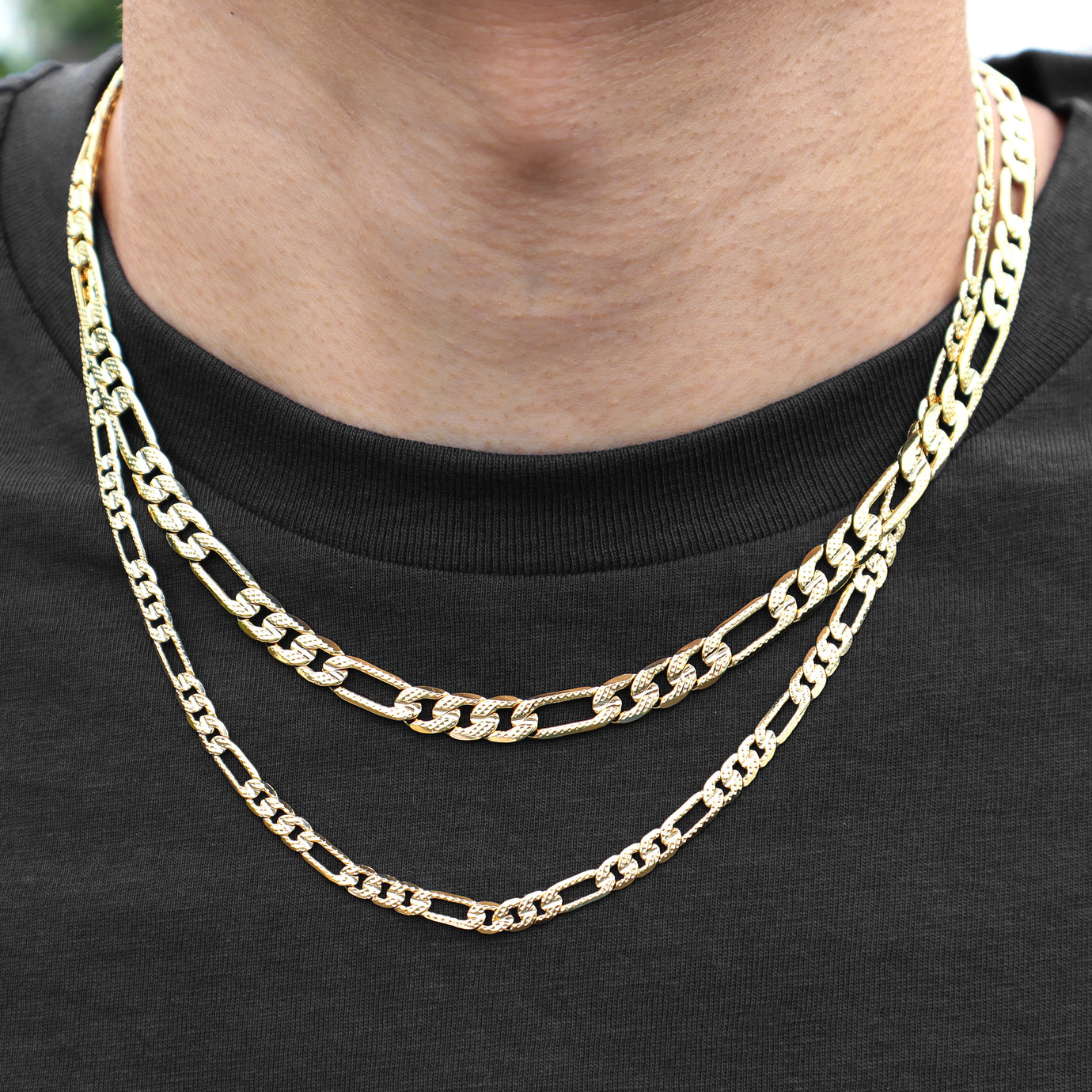 アクセサリー 14K Gold Figaro Chain BELIEVER JEWELRY 3.1mm Concave Figaro Chain Necklace in Solid 14K Gold