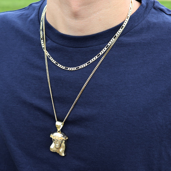 4MM Gold Concave Figaro Chain Necklace 20"24"