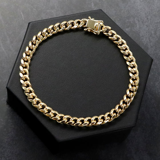 6MM Men's Special Box Lock Cuban Chain Link Bracelet 9"