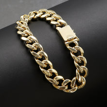  14MM Men's Special Box Lock Cuban Chain Link Bracelet 9"