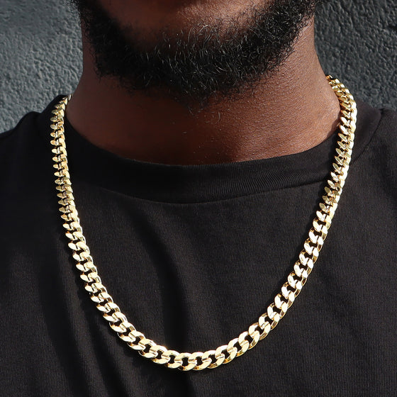 10MM Gold Concaved Cuban Chain Necklace 20"24"30"36"