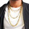 12MM Gold Classic Figaro Chain Necklace 20"24"30"36"