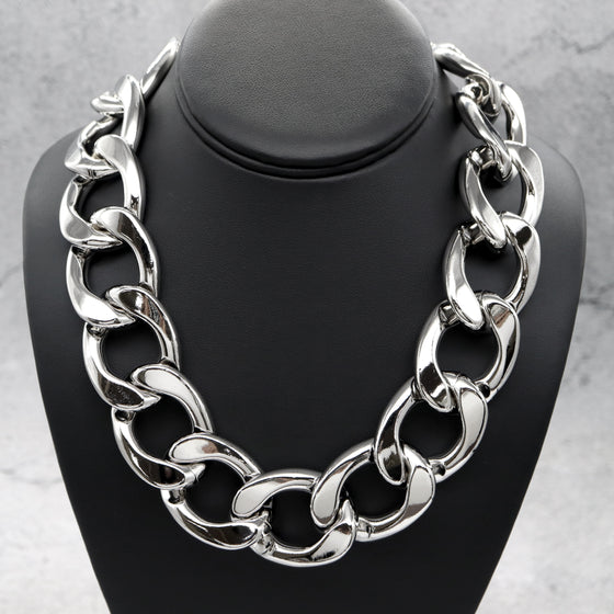 Women's Chunky Metal Chain Link Statement Necklace 20"