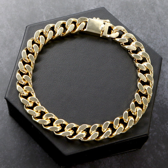 10MM Men's Special Box Lock Cuban Chain Link Bracelet 9"
